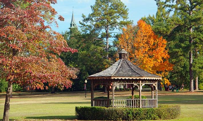 gazebo and autumn trees on the Green